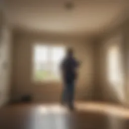 A professional exterminator inspecting a home for pest issues