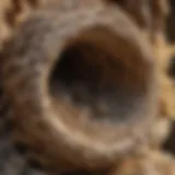 Close-up of a wasp nest in a residential area