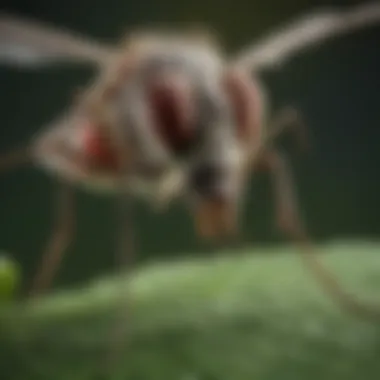 Close-Up of Mosquito A close-up of a mosquito on a leaf, emphasizing the need for effective management