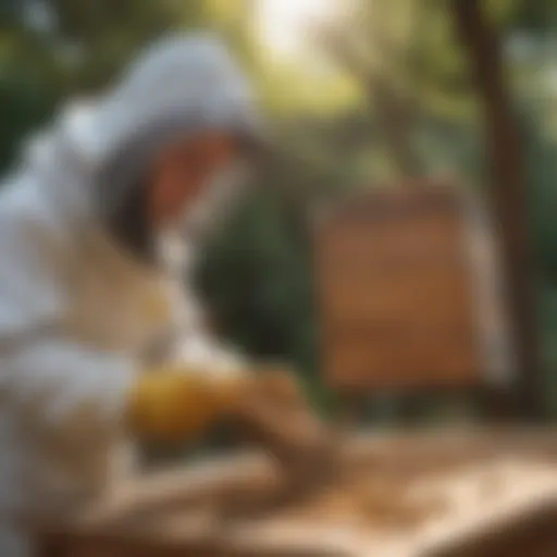 Bee removal expert assessing a hive