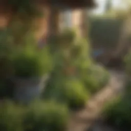 A vibrant garden filled with various herbs known for repelling wasps.