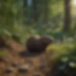 A peaceful garden scene with moles in their natural habitat