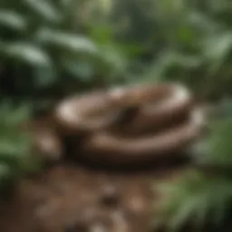 A serene backyard showcasing dense foliage where snakes may hide