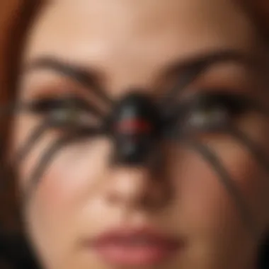 Distinctive Features of Black Widow Close-up of a black widow spider showcasing its distinctive hourglass marking