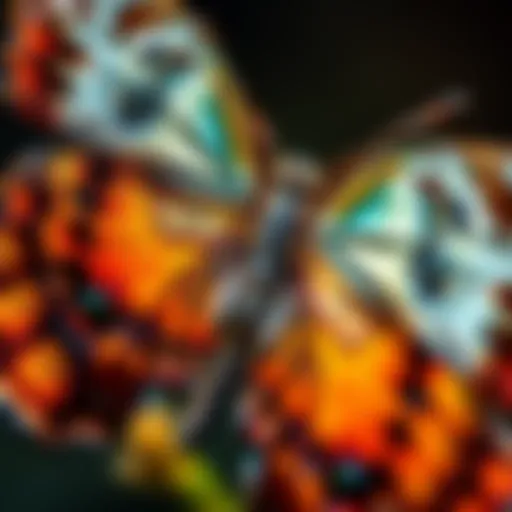 Close-up of a vibrant butterfly with intricate patterns