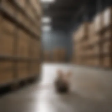 An industrial sticky mouse trap demonstrated in a warehouse setting