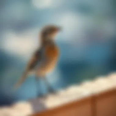 A bird perched on a ledge contemplating nest building.