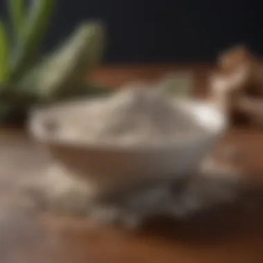 Diatomaceous Earth: Effective Against Fleas A small bowl of diatomaceous earth, a natural pest control substance.