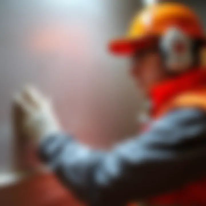 A technician conducting a termite inspection in a home