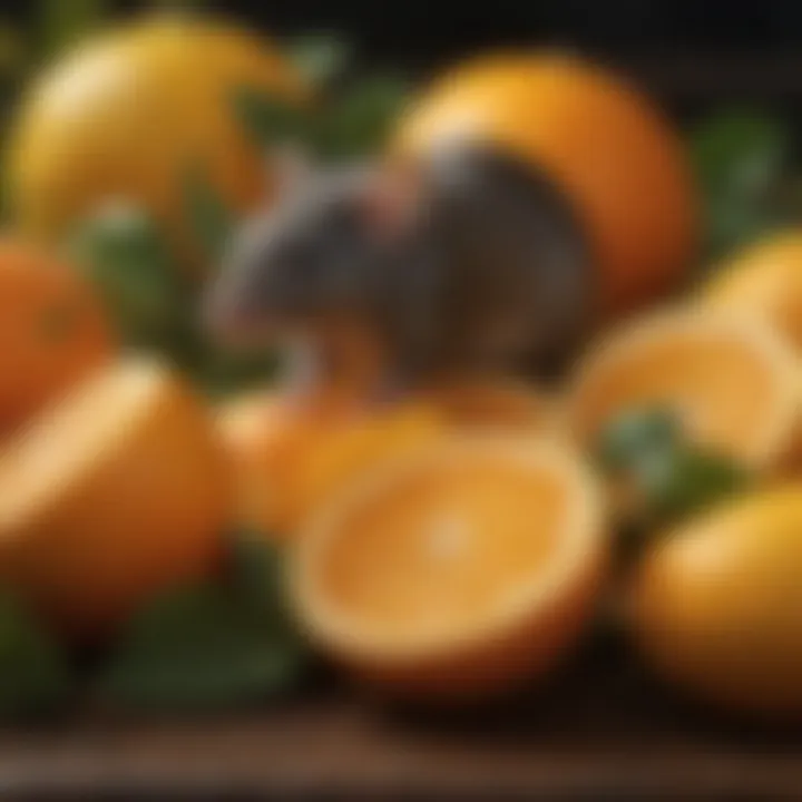 A collection of citrus fruits, whose scent is disliked by rats.