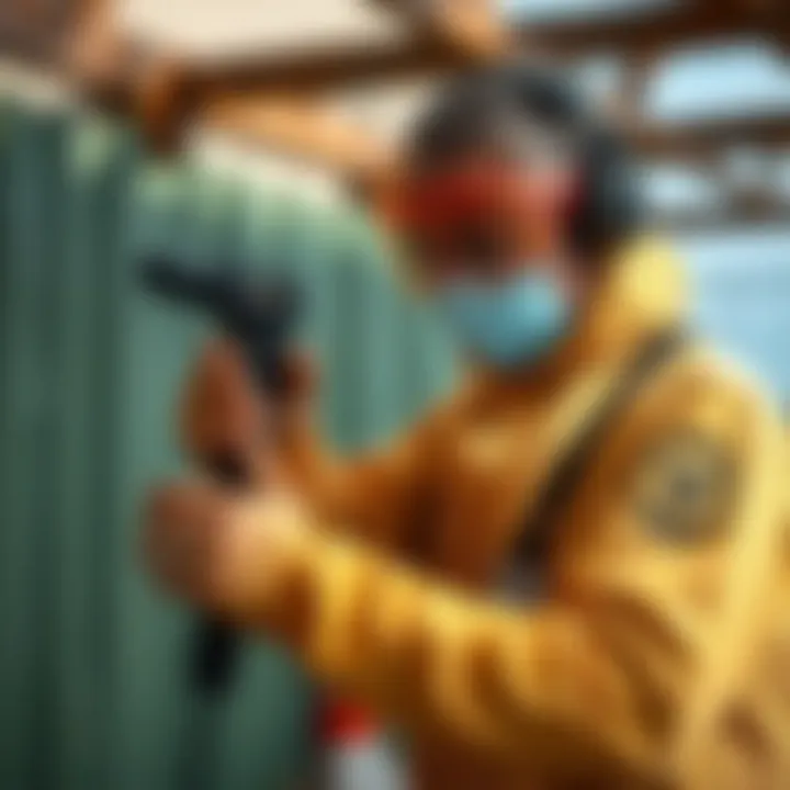 An expert demonstrating pest control techniques