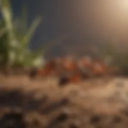 Close-up view of pharaoh ants on a bait station
