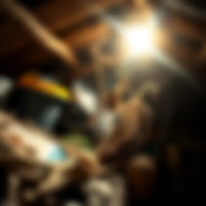 A cluttered attic representing a potential habitat for spiders.