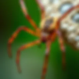 Close-up of a brown recluse spider highlighting its distinctive markings.