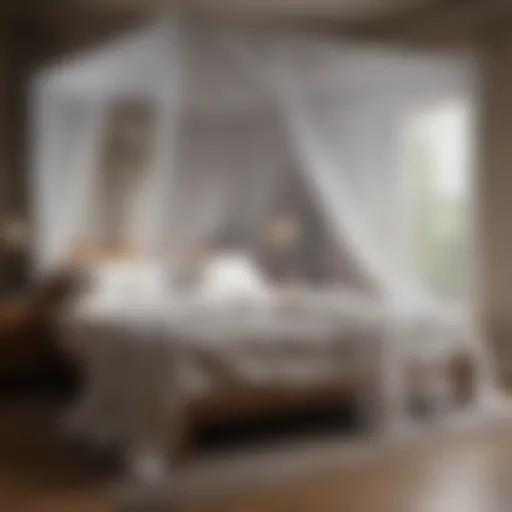 Different types of mosquito nets displayed on beds