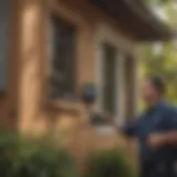 Pest control technician examining a home for signs of infestation