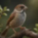 A close-up of a sparrow perched on a branch, illustrating its natural habitat.