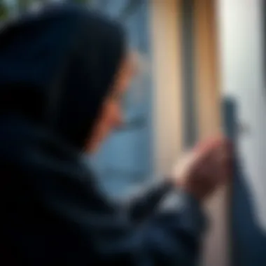 A homeowner inspecting their property for spider entry points.