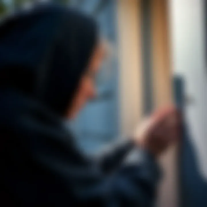 A homeowner inspecting their property for spider entry points.