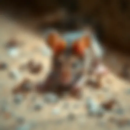 Close-up of mouse droppings indicating infestation