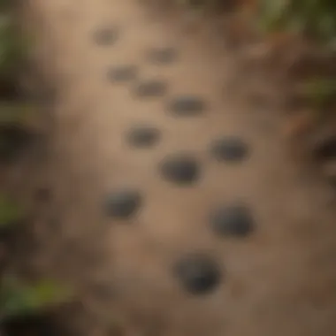 Close-up of raccoon paw prints on the ground