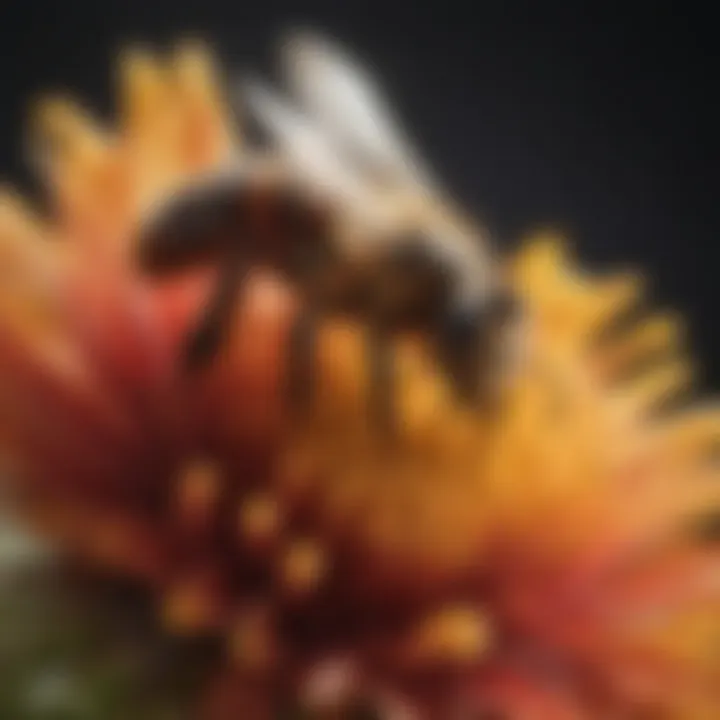 A close-up of a bee on a flower, highlighting its role in pollination