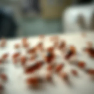 Close-up view of bed bugs on a surface