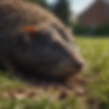 Damage caused by moles in a lawn
