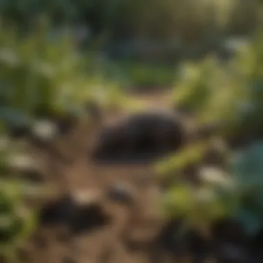 Signs of mole activity in a garden