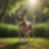 A happy dog playing in a green yard free of mosquitoes