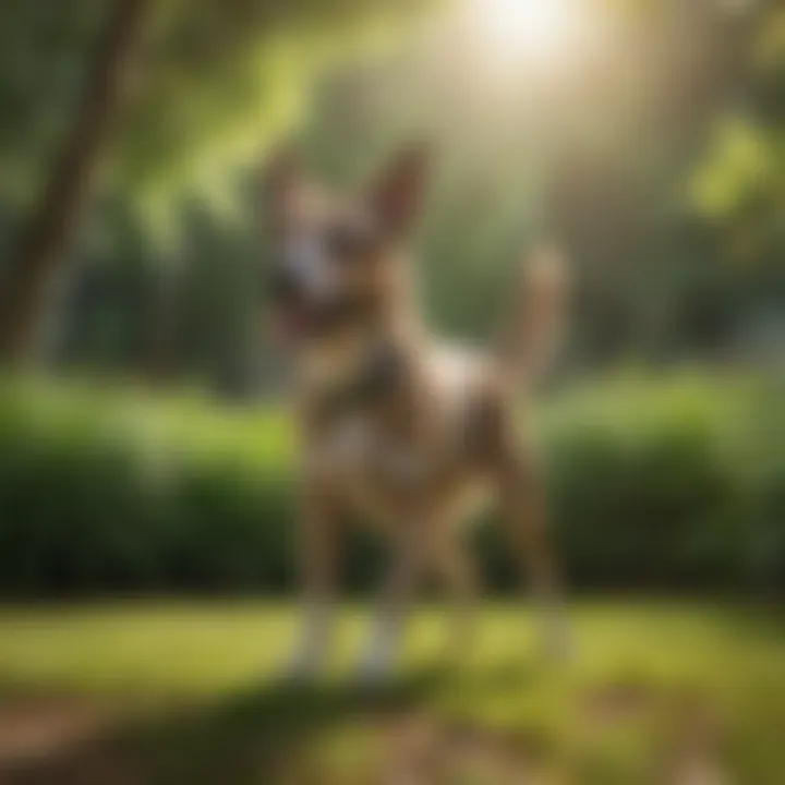 A happy dog playing in a green yard free of mosquitoes