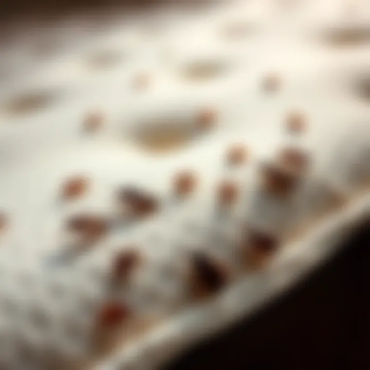 Illustration of bed bugs crawling on a mattress, highlighting their hiding spots