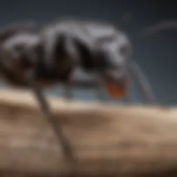 Close-up view of a carpenter ant showcasing its distinct physical features