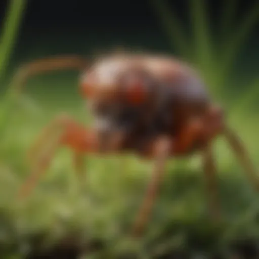 Close-up of a chigger on grass