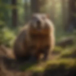 Groundhog in natural habitat