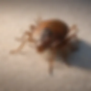 Detailed Examination of a Bed Bug Close-up of a bed bug on fabric