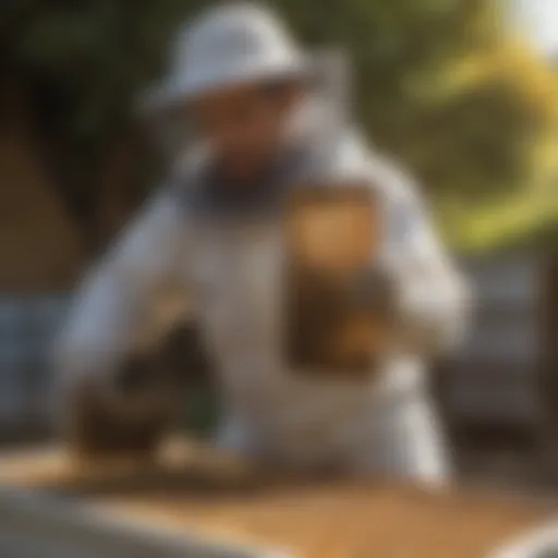 Bee removal professional assessing a hive
