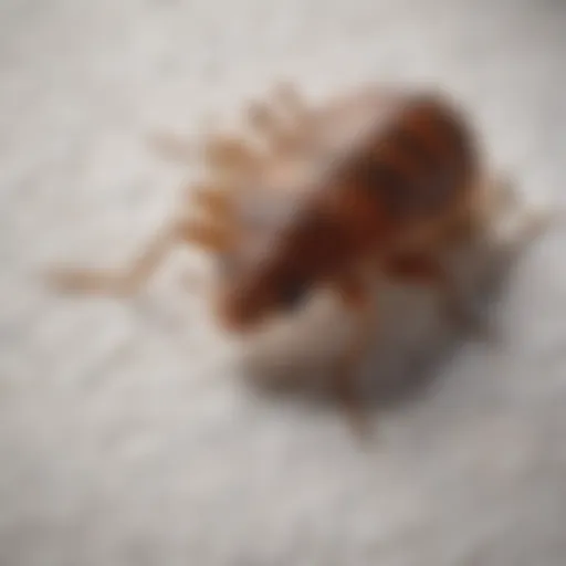 Close-up view of a bed bug on a mattress seam