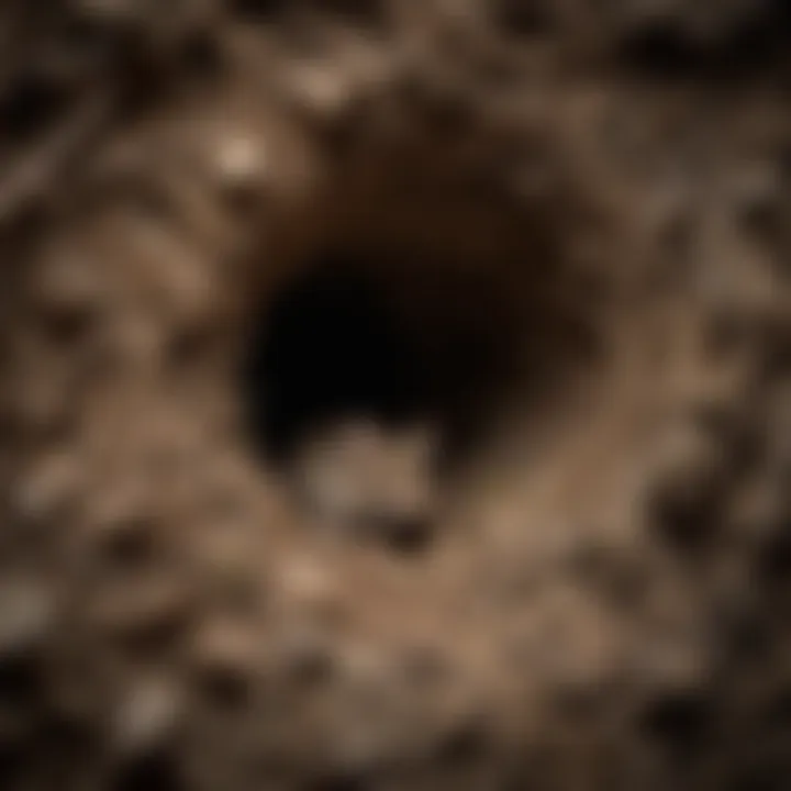 A close-up of a mouse nest hidden in a wall cavity