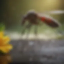 Close-up of mosquito attracted to floral scent