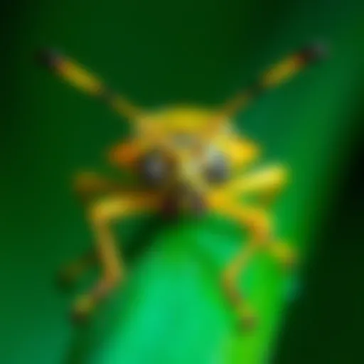 Close-up view of the palm meadow bug showcasing its distinct physical features