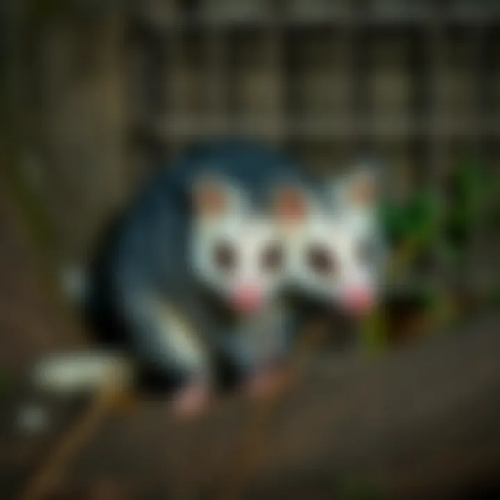 Illustration of possum behavior in urban settings.