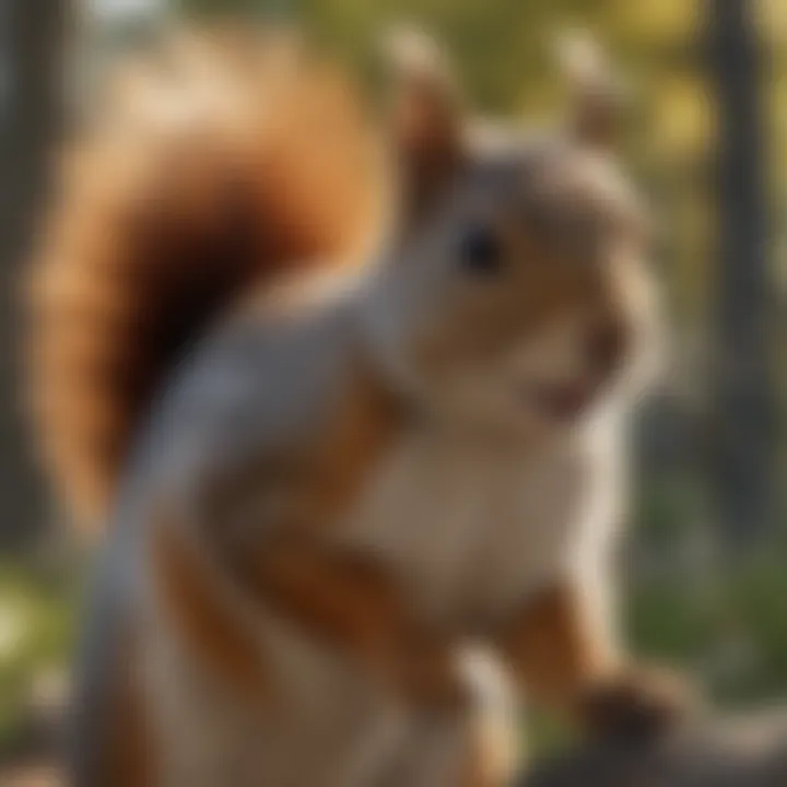 Squirrel emitting distinct sounds in an urban park