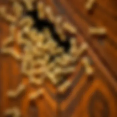 Infestation of tiny white ants in wooden structure