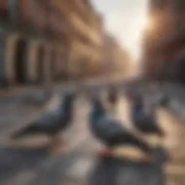 Pigeons in urban environment