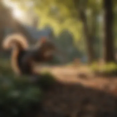 Homeowner Using Sound to Deter Squirrels Homeowner implementing sound-based deterrents