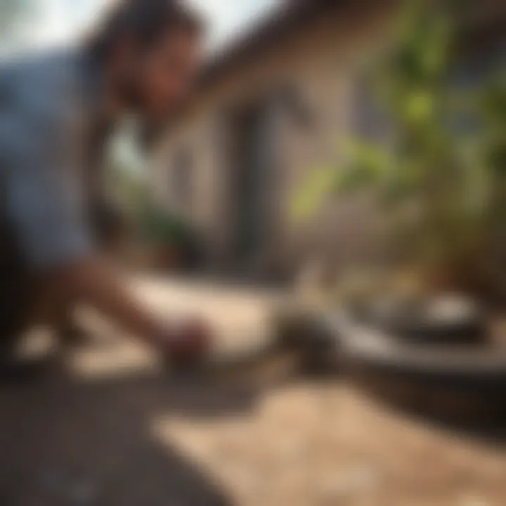 A professional inspecting a property for snake presence